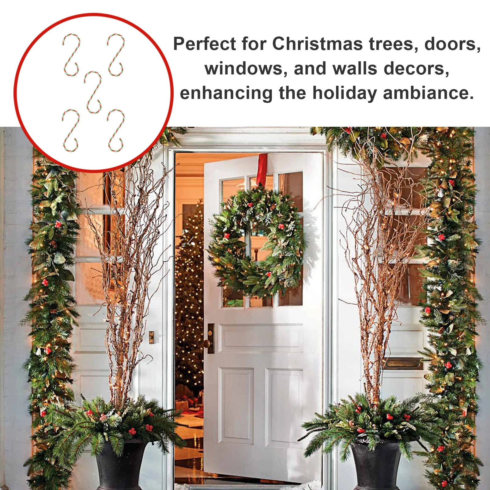 

10Pcs Xmas Stocking Holders Christmas Hanging Hooks Ornament Gift Fireplace Mantel Decoration Hanging Hooks Gift Hanger