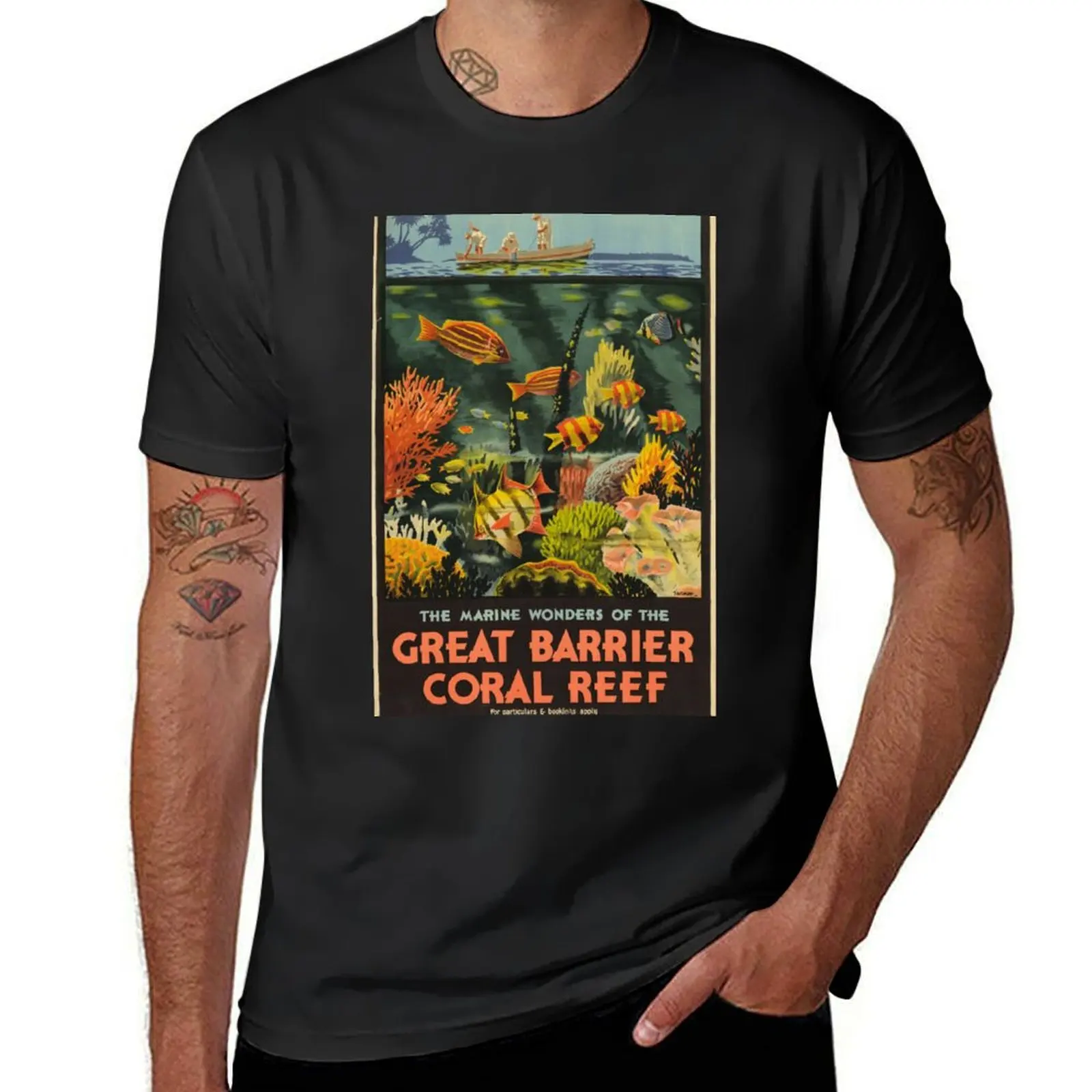 Great Barrier Reef Poster 1933 T-Shirt summer clothes graphics mens clothing