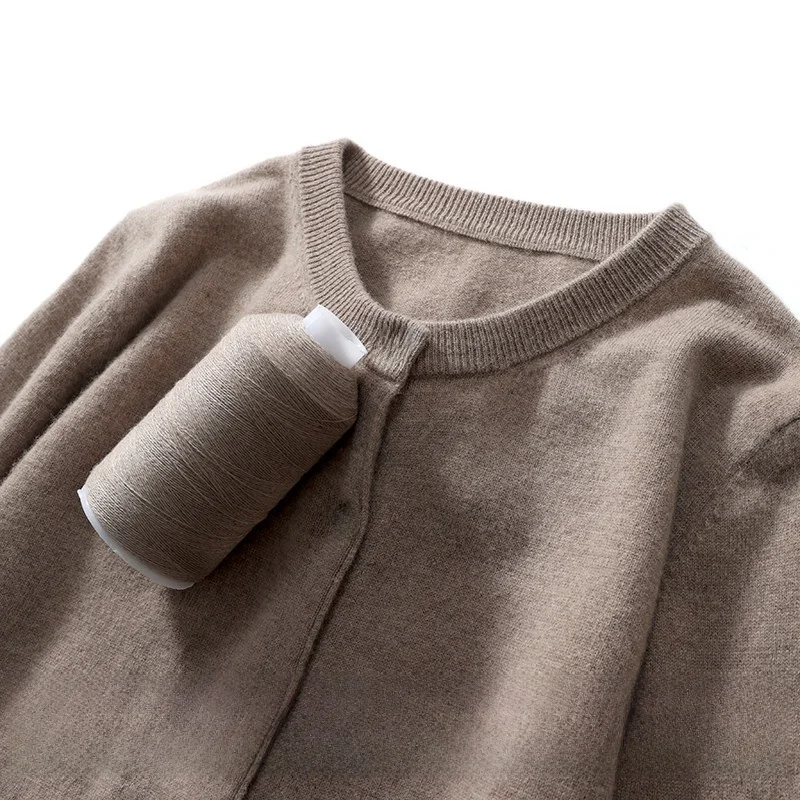 

Off-Season Knitted Open Cardigan Women's Camere Sweater ort Loose round Ne Outerwear Large Size Base Sweater