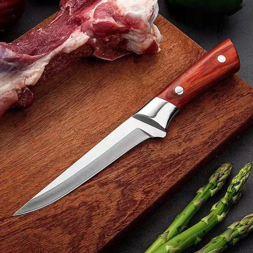 Stainless Steel Kitchen Boning Knife Fillet Knife Meat Fish Cutting Bone Meat Fruit Vegetables Random holster style Chef Knife image 2