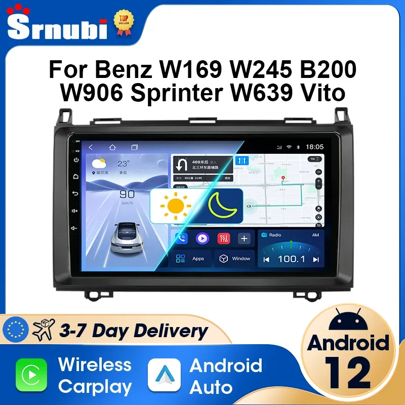 Android 12 Carplay Car Radio For Mercedes Benz W169 W245 B200 W906 Sprinter W639 Vito Multimedia Player 2 Din Navigation stereo