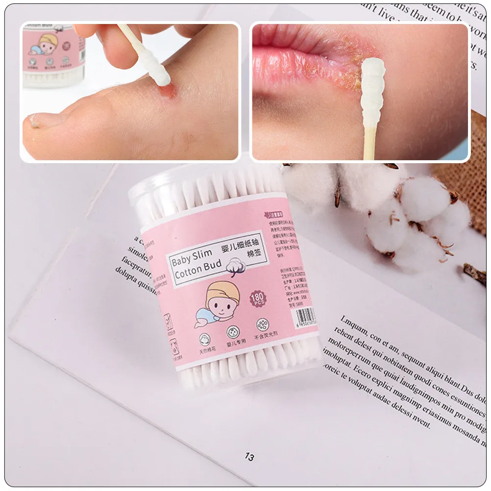2 Boxes Double-Headed Cotton Swabs Baby Ear Cleaning Multi-Use Makeup Cotton Buds Soft Skin-Friendly Multipurpose