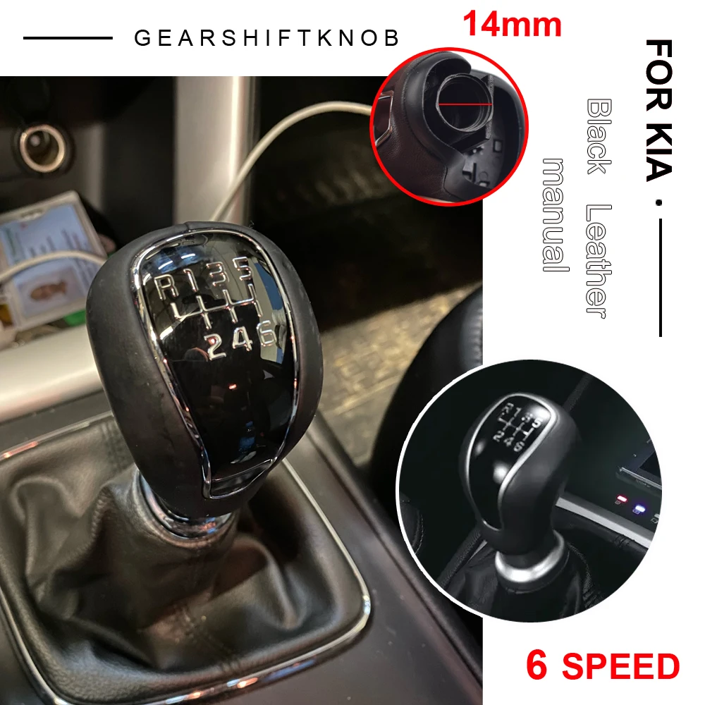 Leather Manual Stick Gear Shift Knob Lever Shifter 6 Speed For Hyundai Creta IX25 Kia Forte Cerato K3 Ceed 2012-2016