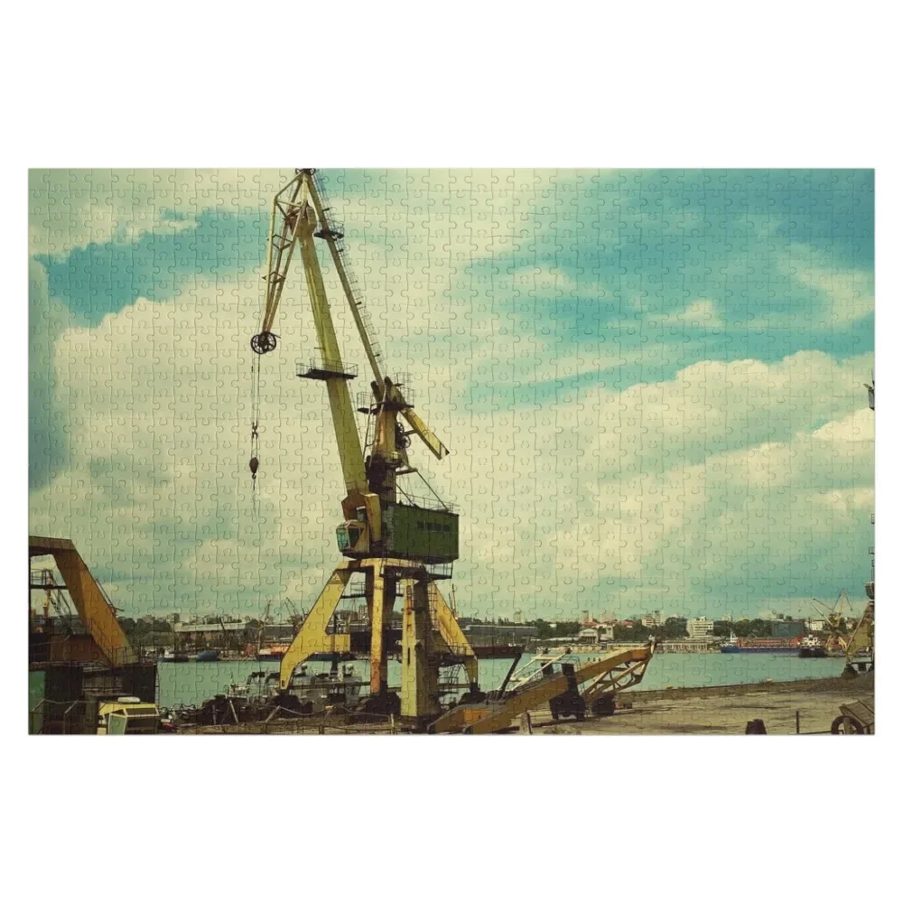 

Пазл с изображением крана на верфье, аниме-пазл, персонализированный детский предмет, игрушка для ребенка с именем на заказ, фото-пазл на заказ