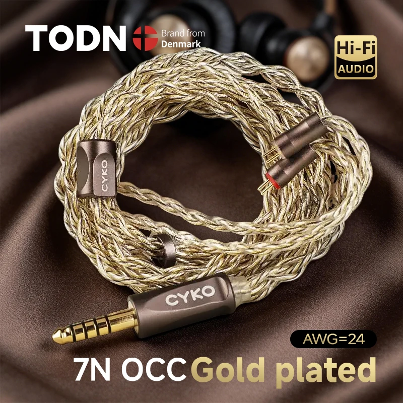 CYKO 7N OCC 4-Core HiFi Earphone Upgrade Cable Gold-Plated Connector 3.5mm/4.4mm MMCX/0.78 2Pin For Sony HOLA IEM Headphones