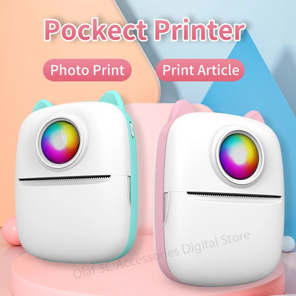 Luminous Mini Printer Portable Pocket Thermal Label Maker Printers Sticker Adhesive Paper Mini Impresora Portatil For Cell Phone