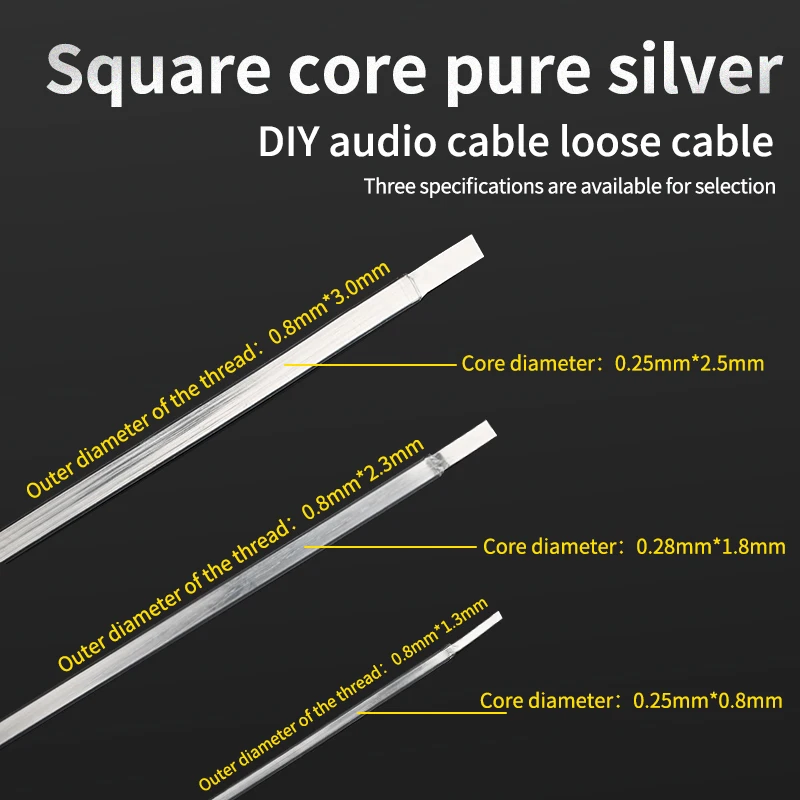 XS-DIY6 High End 4N Single Pure Silver Square Core Cable HiFi Audio Connection Audio Signal Loose Cable Audio Speaker Cable DIY