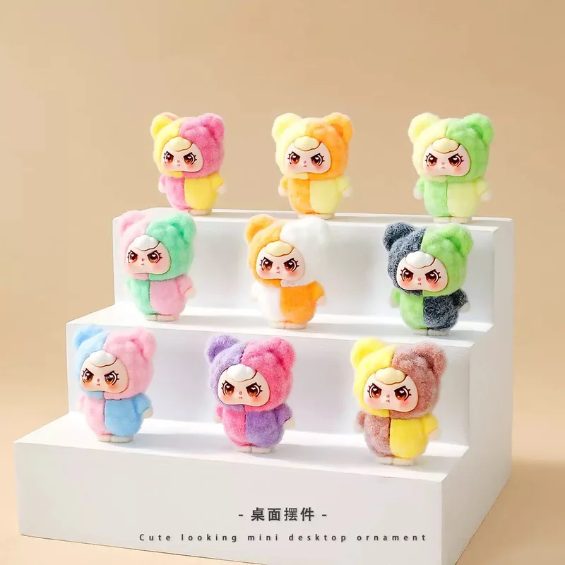 

9pcs Color-Blocking Flocking Baby Three Diy Accessories Accessories Cute Decoration Ornaments Pendant Blind Box Doll Toy Gift