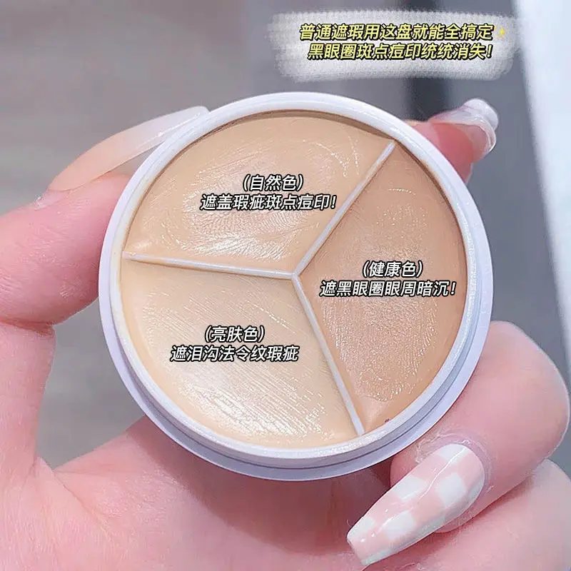 

3 Color Concealer Cream For Under Eye Dark Circles Acne Spots Tear Trough Blurring Pores Wrinkle Foundation Makeup