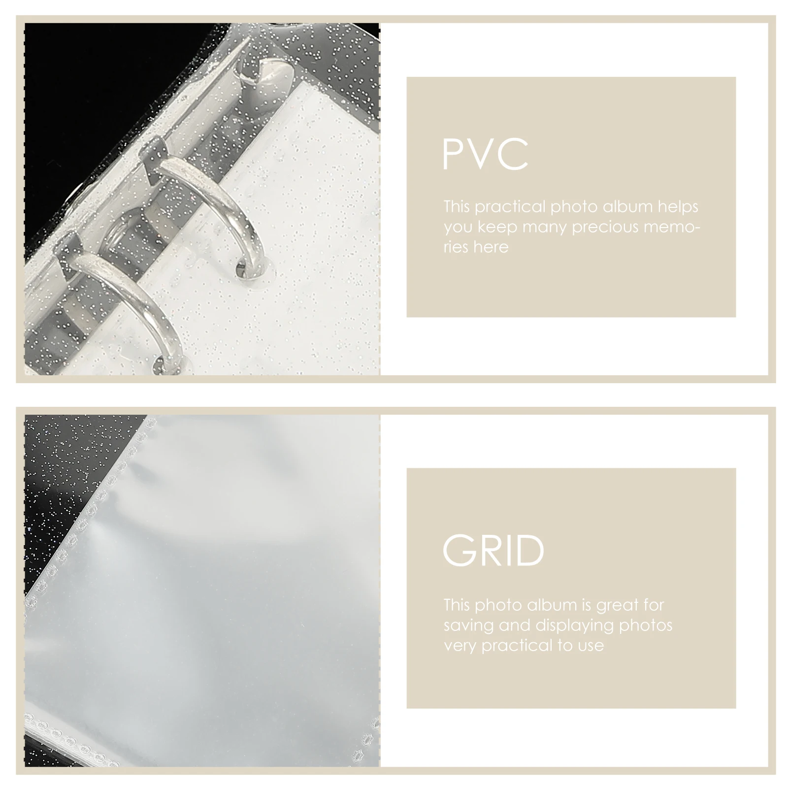 

1 Set Household Photo Book Pvc Picture Book Decorative Large Capacity Photocard Holder Portable Clear Sparkling Album Prime Pvc