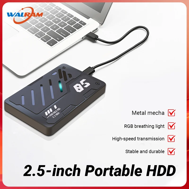 محرك الأقراص الصلبة الخارجي 2.5 بوصة 1 تيرا بايت USB 3.0 ونوع C MECHA Style HDD 3D NAND تخزين خارجي للكمبيوتر الشخصي Mac سطح المكتب والكمبيوتر المحمول والمكتب