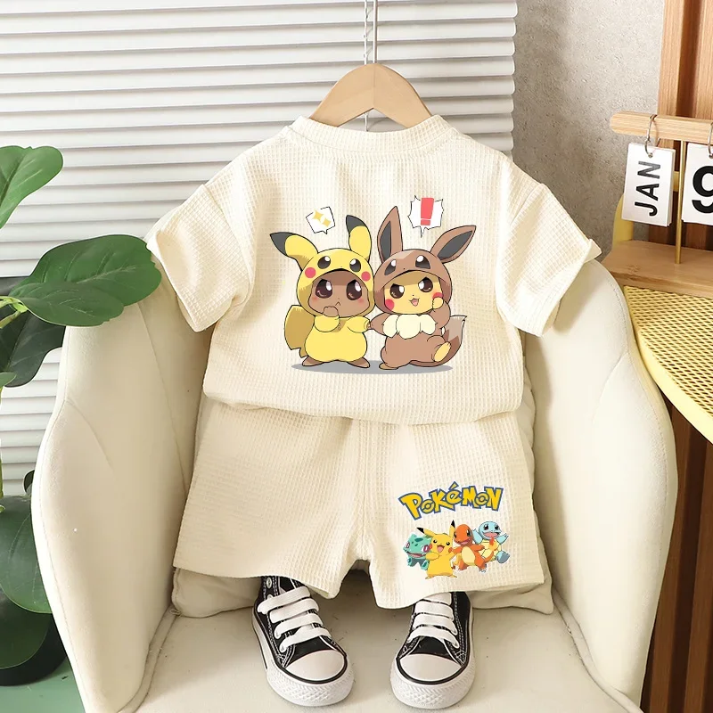 Комплект-из-2-предметов-пижама-с-покемонами-футболка-и-шорты-милые-спортивные-костюмы-для-мальчиков-летняя-одежда-с-мультяшными-персонажами-футболка-и-брюки-для-девочек-спортивные-костюмы