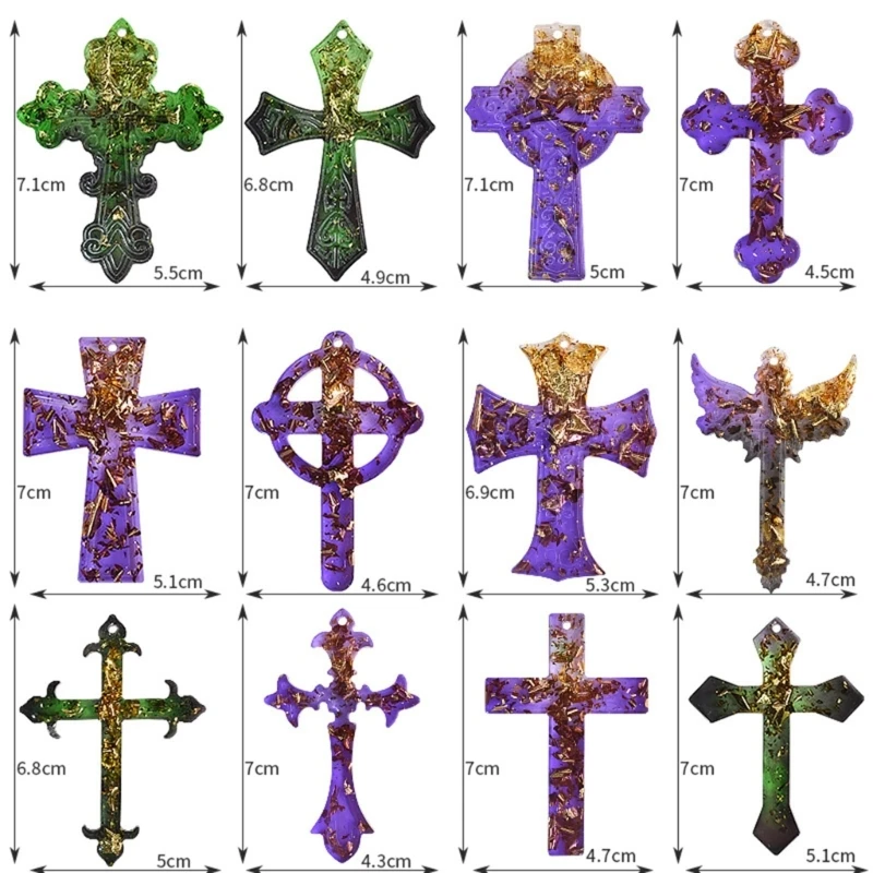 Various Styles Cross Earring Drop Glue Mold Diy Christmas Keychain Necklace Mold for Key Pendant Ornament Silicone Mold