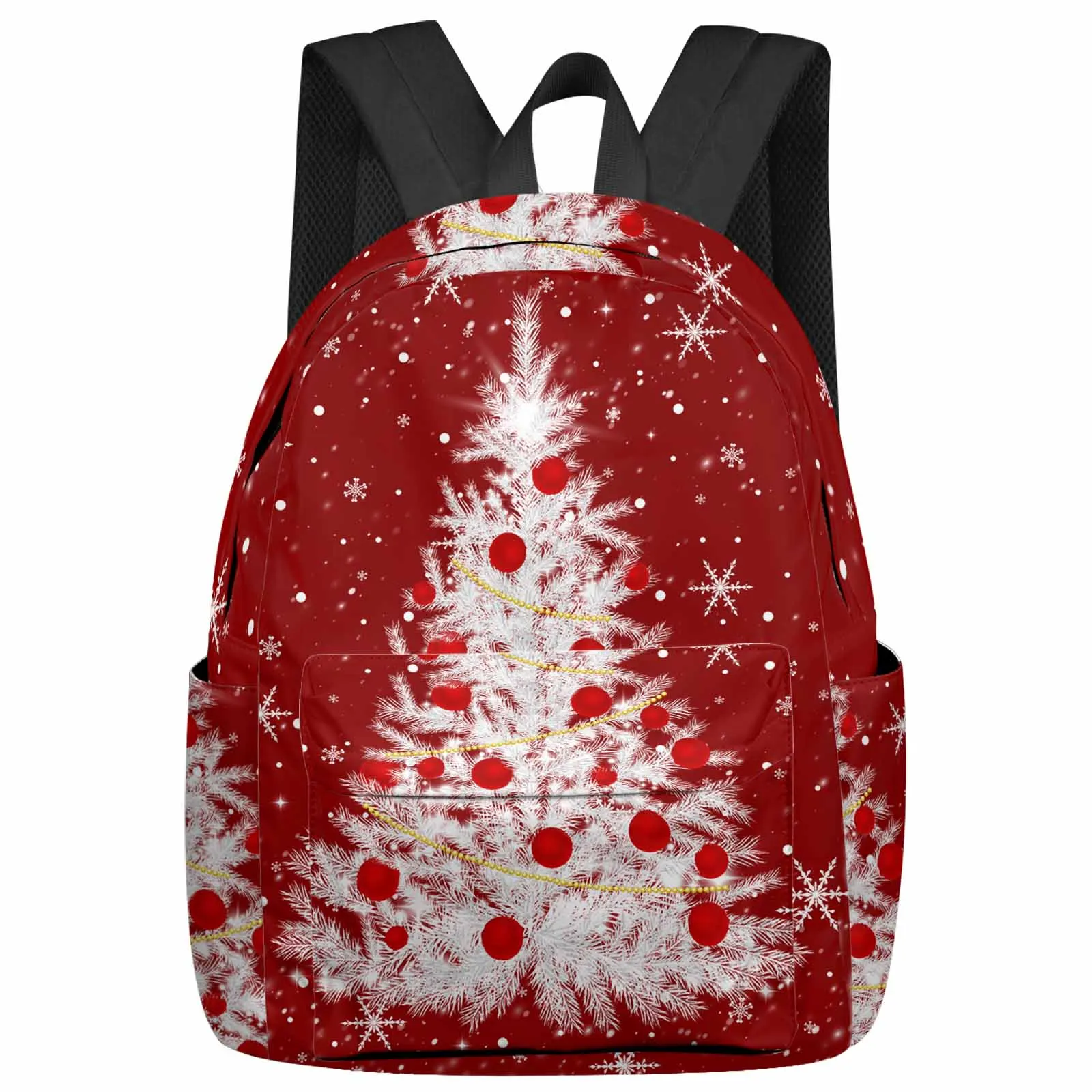 

Red Christmas Tree Snowflakes Large Capacity Backpack Men Laptop Bags High School Teen College Girl Student Mochila