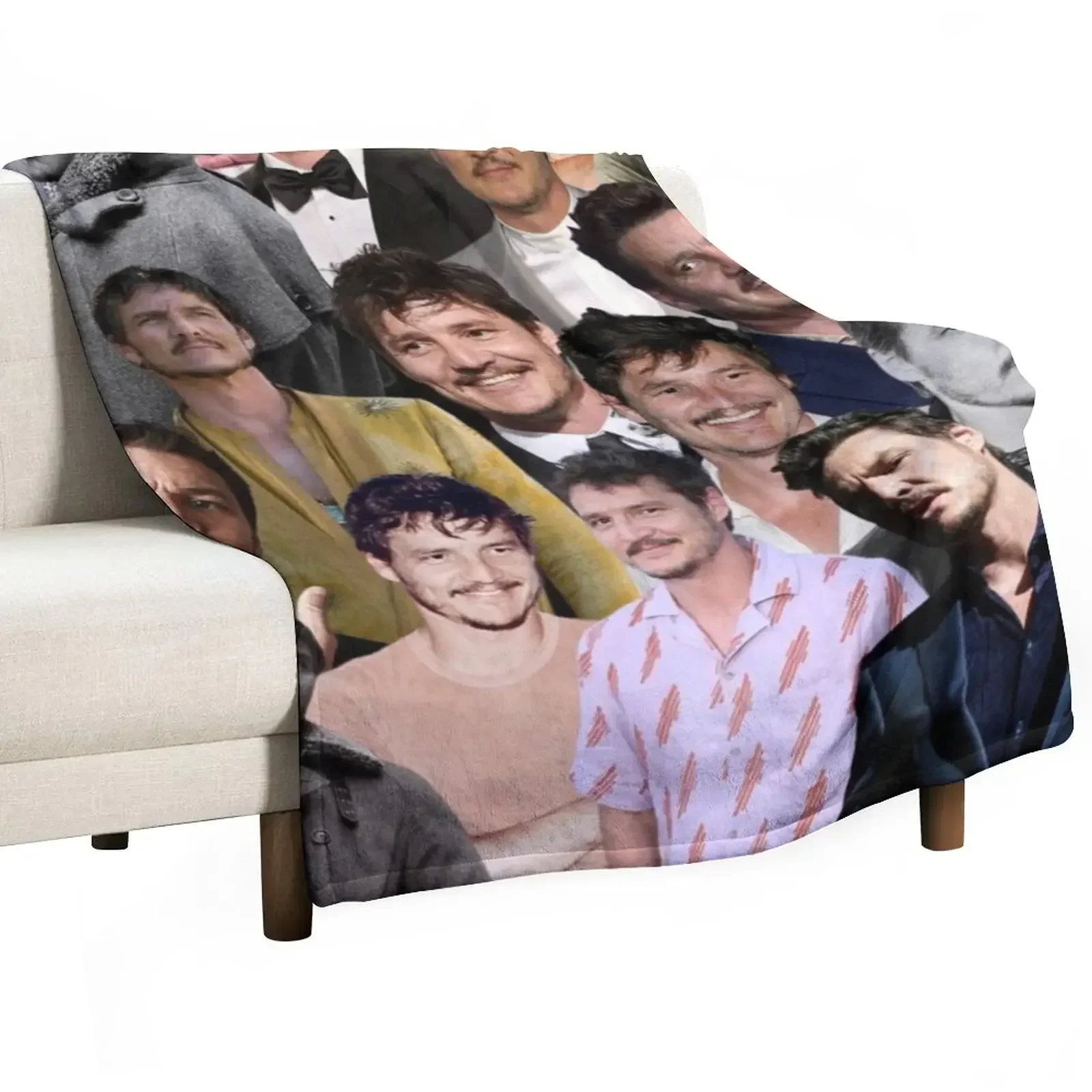 

pedro pascal photo collage Throw Blanket Hair Moving Furry Blankets