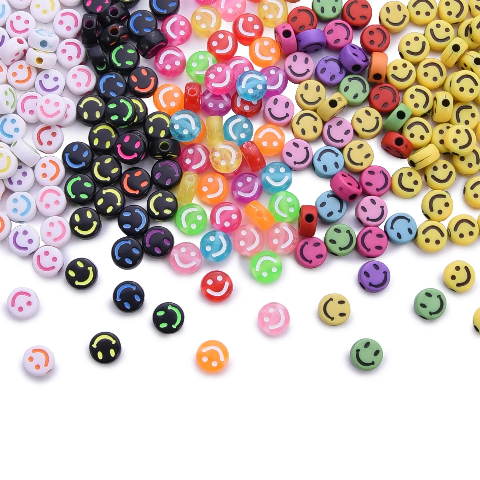 100-500PCS Mixed Acrylic Beads Multicolor Loose Spacer Smily Face Beads For Jewelry Making DIY Bracelet Earrings Accessories