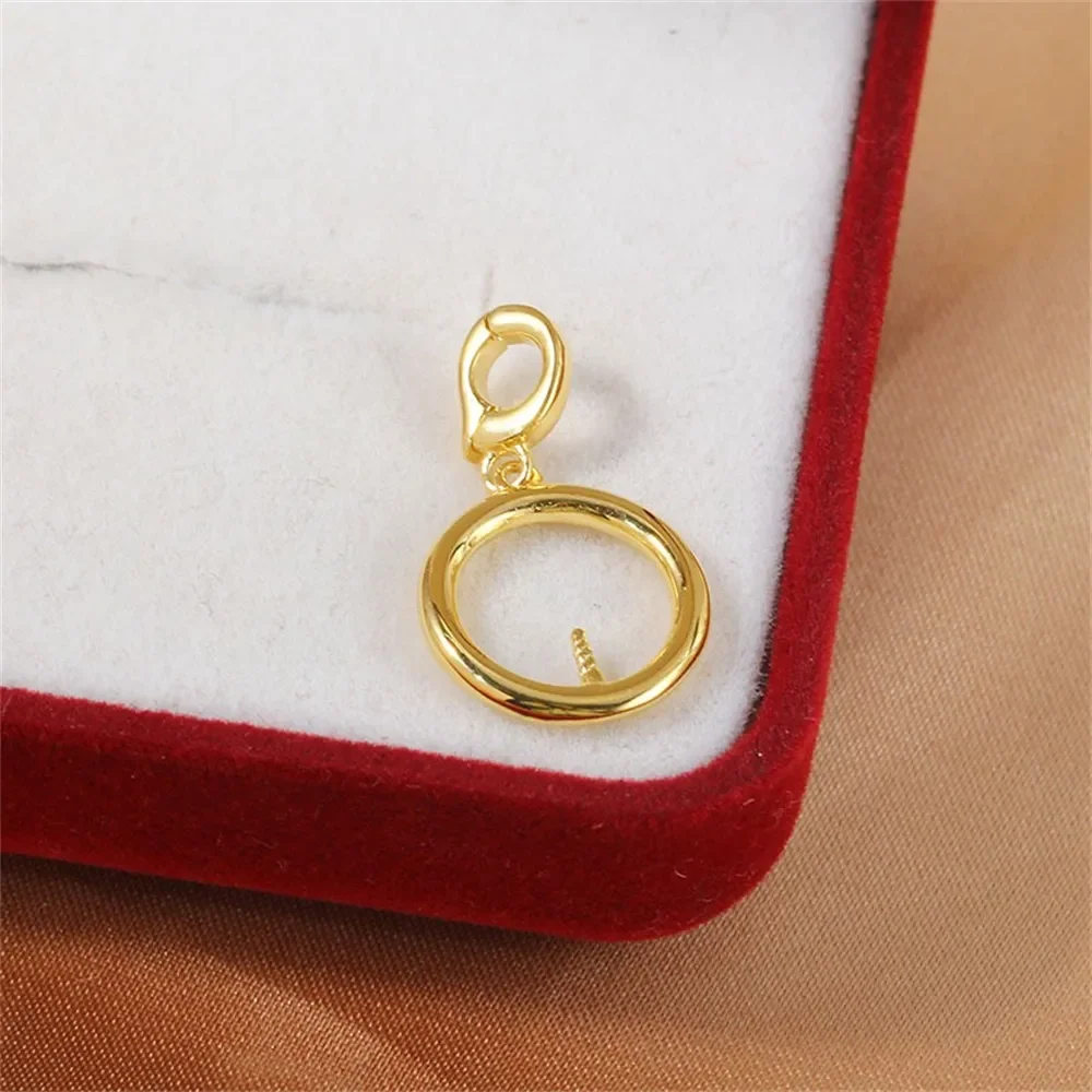 S925 Sterling Silver Pearl Pendant Setting, DIY Empty Bezel Cup Jewelry Supplies for Craft Making, Hollow Prong Pendant Findings