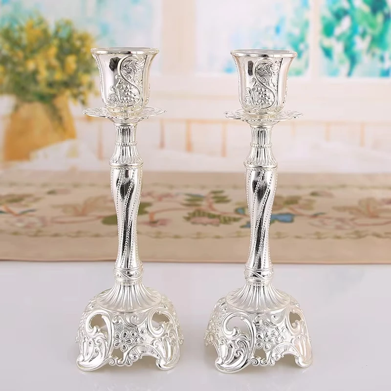 פמוטים לנרות שבת Candle Holder Candlesticks For Candles Gold Silver Europe Metal Candle Stand Wedding Home Decoration