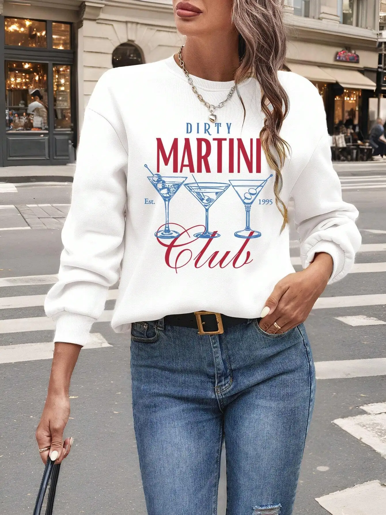 Autumn Winter Drop Shoulder Sweatshirt Hoodies Espresso Martin Girls Only Cocktail Social Club Graphic Tops Vintage Clothing