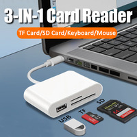 3 IN 1 Card Reader For iPhone15 14 13 12 11 Pro Max Multi Port Hub Converter Type-c/IOS To USB OTG Adapter TF SD for Phone iPad