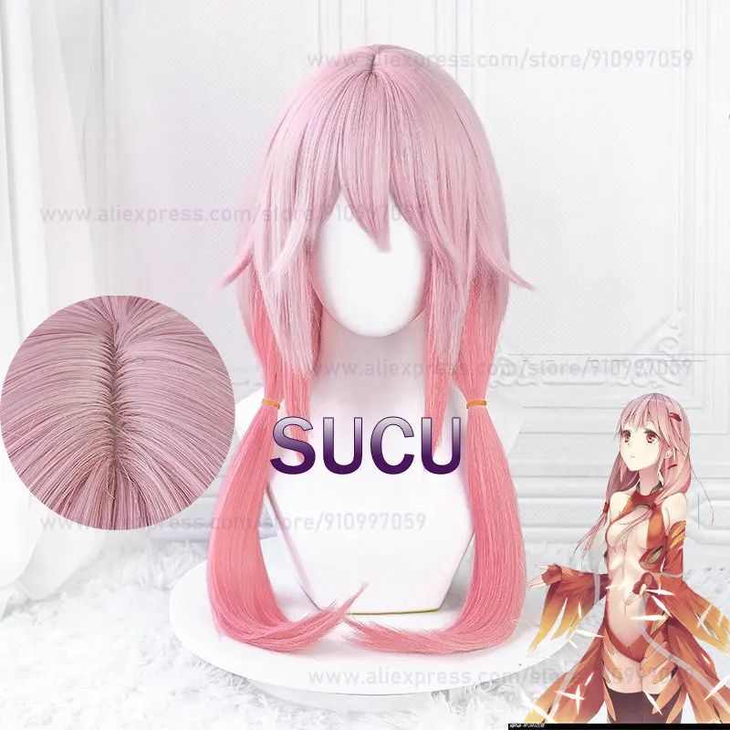 Anime Yuzuriha Inori Cosplay Wig 60cm Long Pink Gradient Heat Resistant Synthetic Hair Halloween Hair