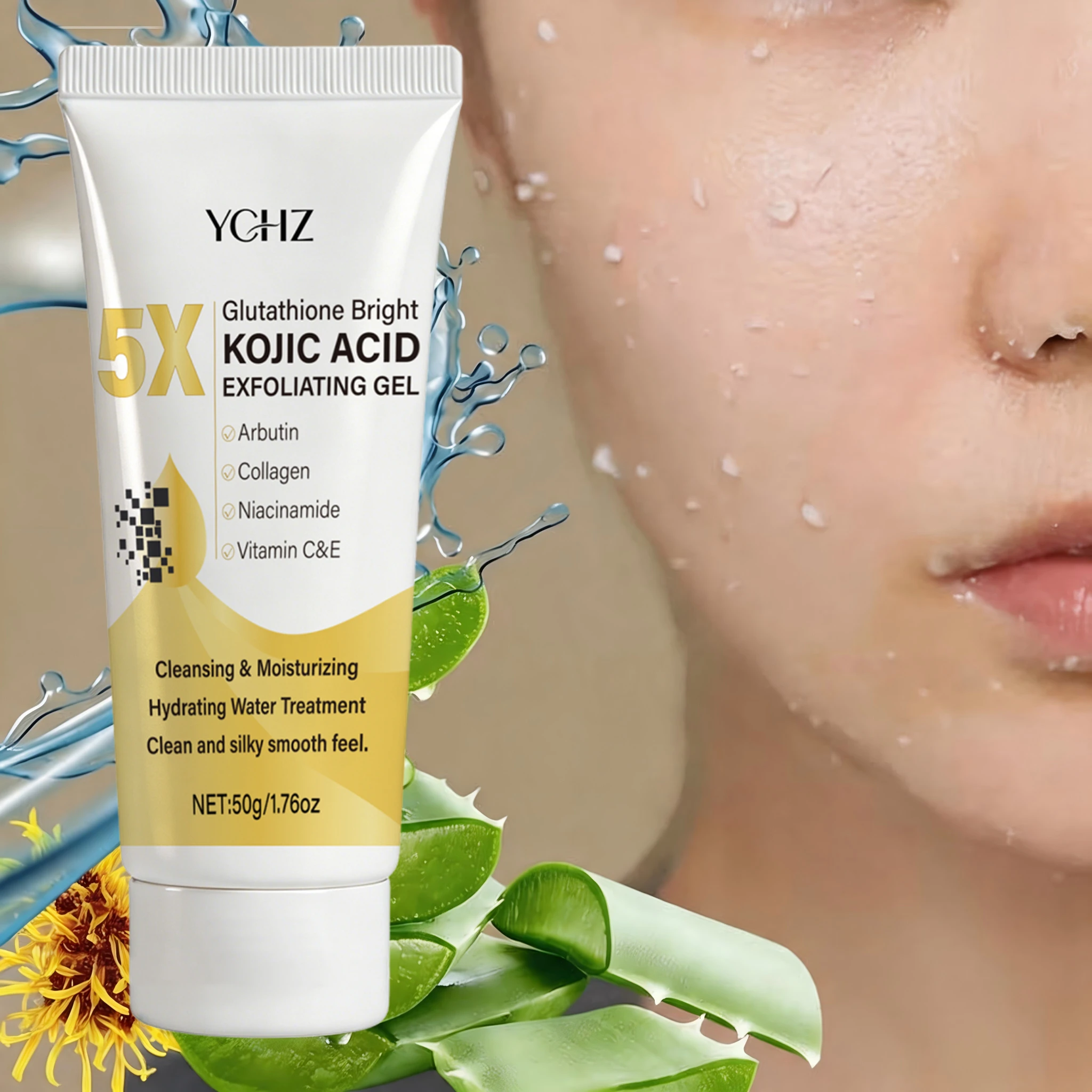 Kojic Acid Deep Cleansing Exfoliating Gel, Evens Out Skin Tone, Eliminates Dark Spots and Dullness, Long-Lasting Moisturizing and Pore-Cleansing - Non-Greasy, Suitable for Both Men and Women - Whitening and Moisturizing, for Day and Night Use, 50g view 4