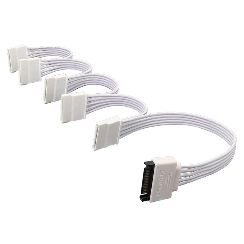 

Flexible SATAs Power Splitter Cable 15Pin Male to 5 Female for Expanding HDD SSDs Connection