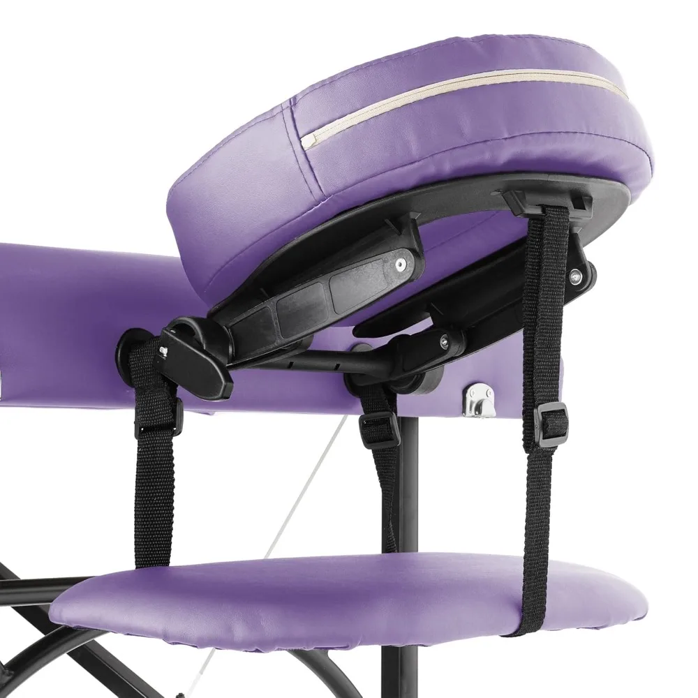 Saloniture Professional Portable Lightweight Bi-Fold Massage Table with Aluminum Legs - Includes Headrest, Face Cradle, Armrests