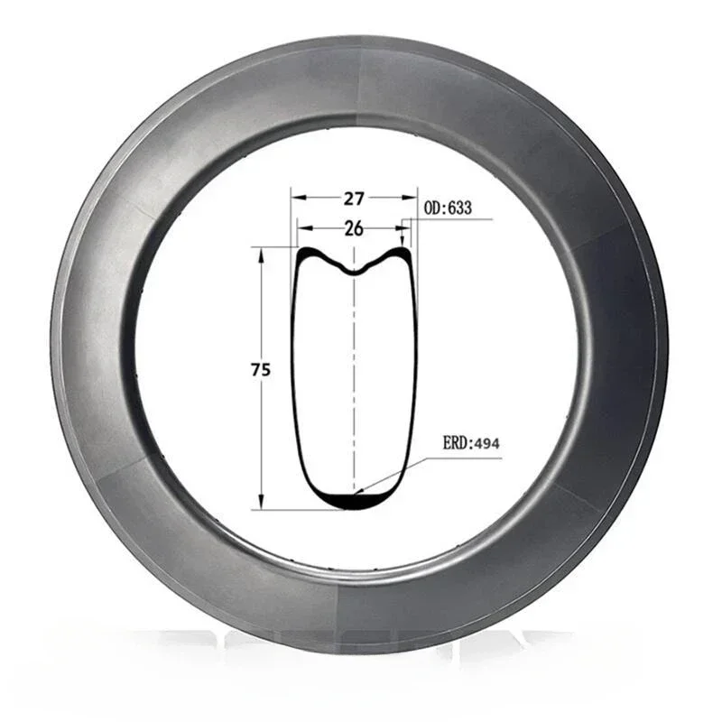 

700C Highway, tube tire carbon fiber rim 75mm high 26mm wide