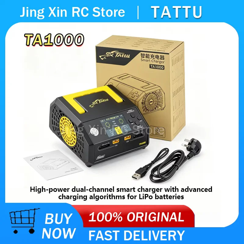 TATTU 1000W Dual-Channel Charger Tattu Lithium Battery 12s/14s High-Speed Balancing Charger TA1000