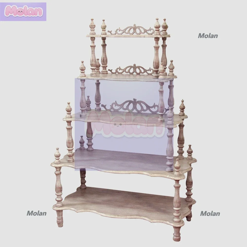 American French Country Retro Old Carved Five-Layer Shelf Flower Rack Dessert Clothes Shoes Display Rack