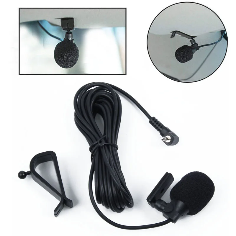 1pc 3Meters 2.5mm External Microphone 4.5V 50Hz-20KHz For Car Pioneer Stereos Radio Receiver + Bracket + Windproof Foam Cover