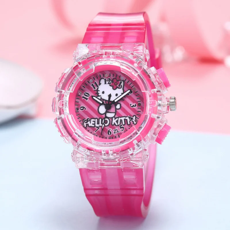 

Sanrio Hello Kitty светодиодная светящаяся вспышка детские часы модные кварцевые наручные часы Рождественский подарок для детей игрушечный узор