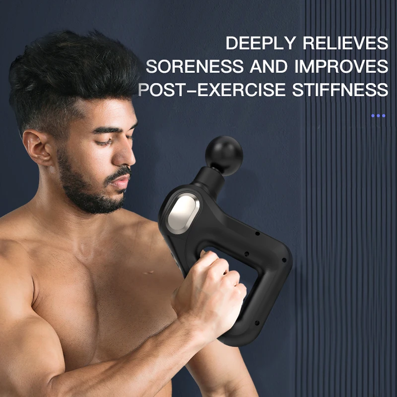 

Портативный фитнес-массажер Kh750, электрический фасциальный пистолет, треугольный массажер для расслабления мышц (включая 12 передач и 8 массажных головок)