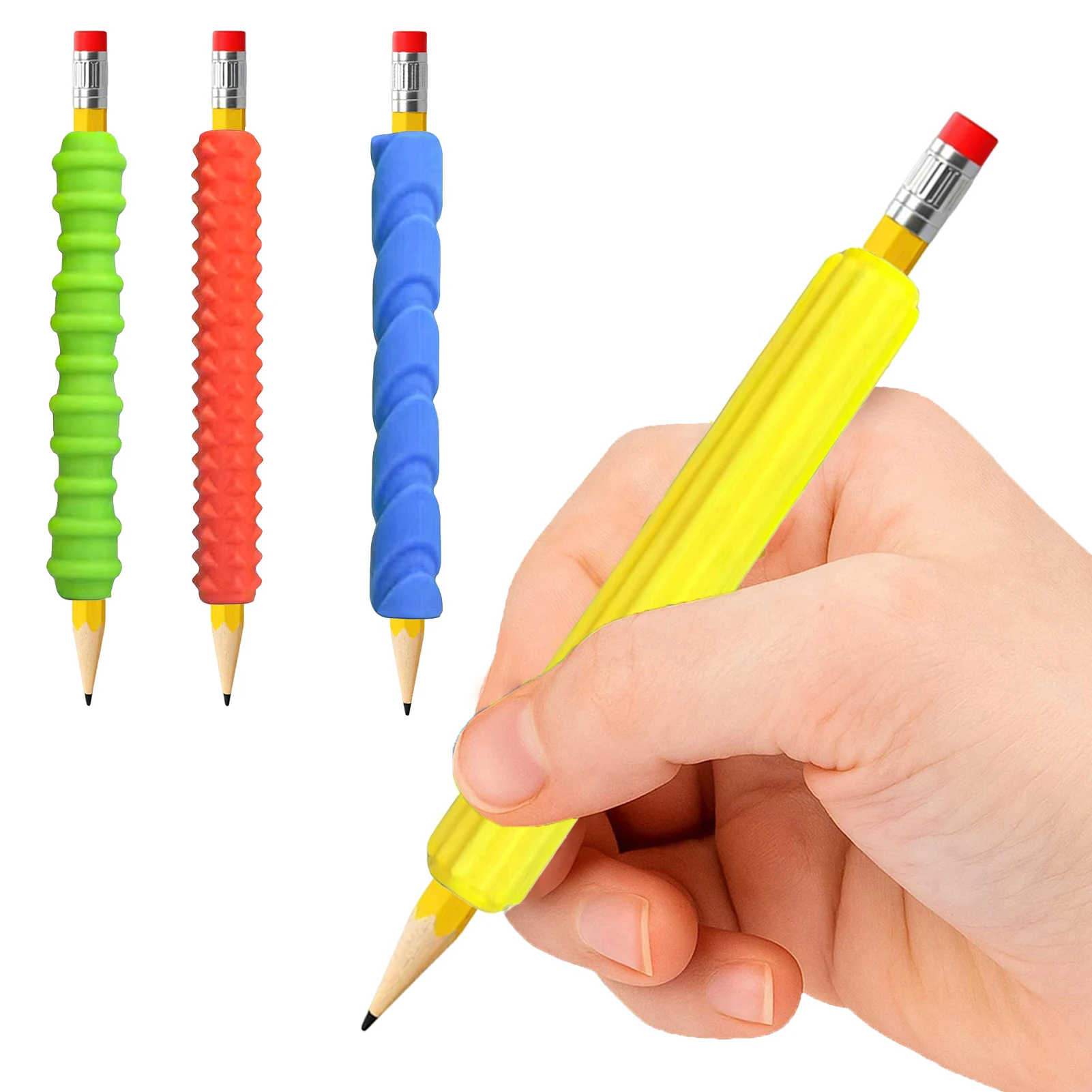 Couvre-crayons texturés en Silicone, 4 pièces, soulagement de l'anxiété et du Stress, manchon de crayon coloré, enfants adolescents étudiants, jouet sensoriel assez Fidget