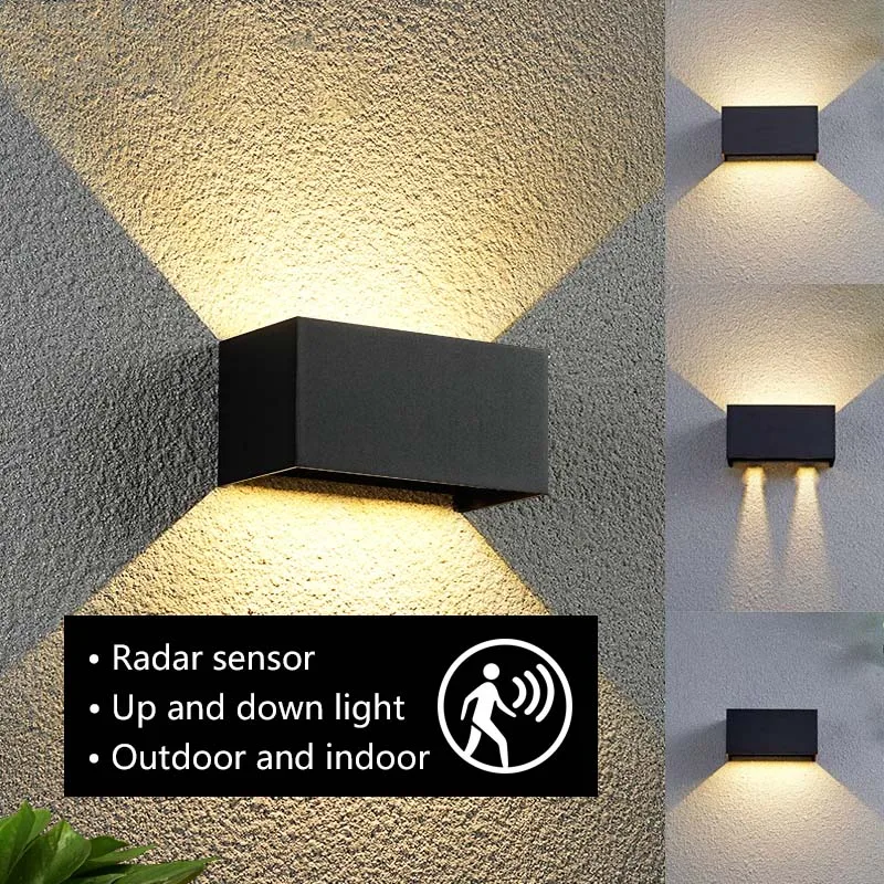 Led Outdoor Wall Light Waterproof IP65 Motion Sensor Led Outdoor Lighting Porch Lights Balcony Garden Lights Outdoor Wall Lamp