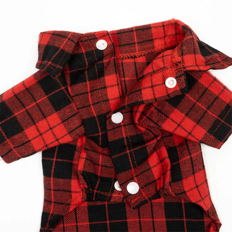 Trendy & Comfortable Plaid Dog Shirt for Spring/Summer - Easy Button Design, Ideal for Small Breeds