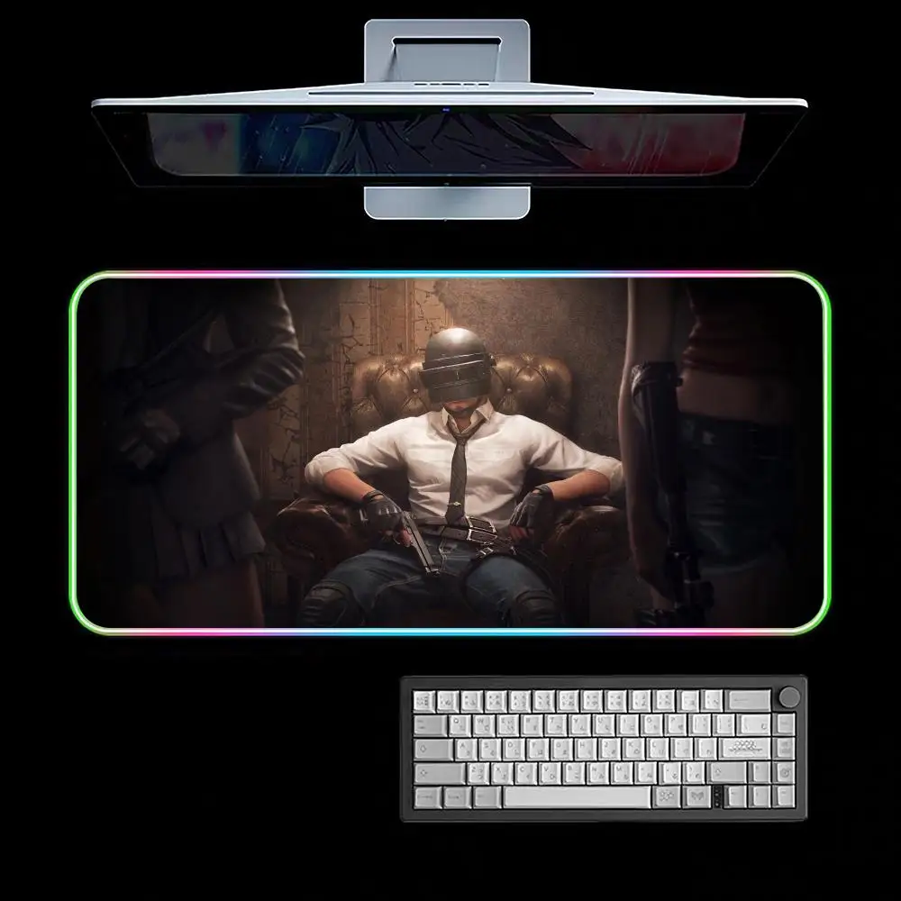 Playerunknowns-s Battlegrounds-s Mouse Pad RGB Gaming Mouse Pad Desk Mat HD Gamer Large LED Light XXL MousePads