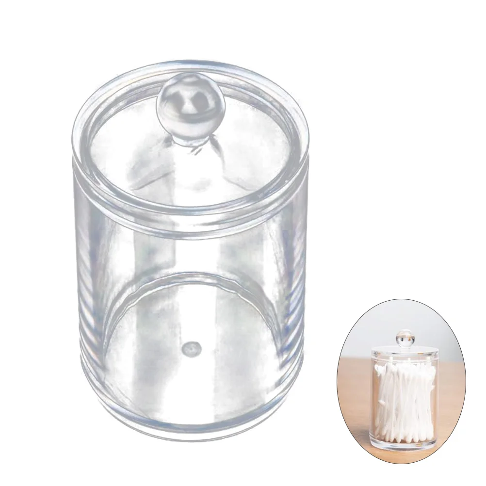 

Cotton Swab Organizer Transparent Acrylic Round Jar For Makeup Accessories Storage Dustproof Cotton Balls Holder Swab