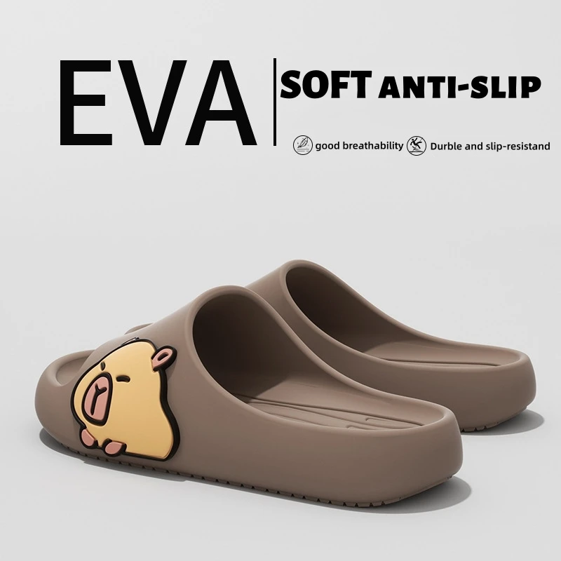 نمط جديد إيفا لطيف كابيبارا تصميم سميكة لينة وحيد شبشب داخلي مريح بنين بنات الرجال النساء صندل #4