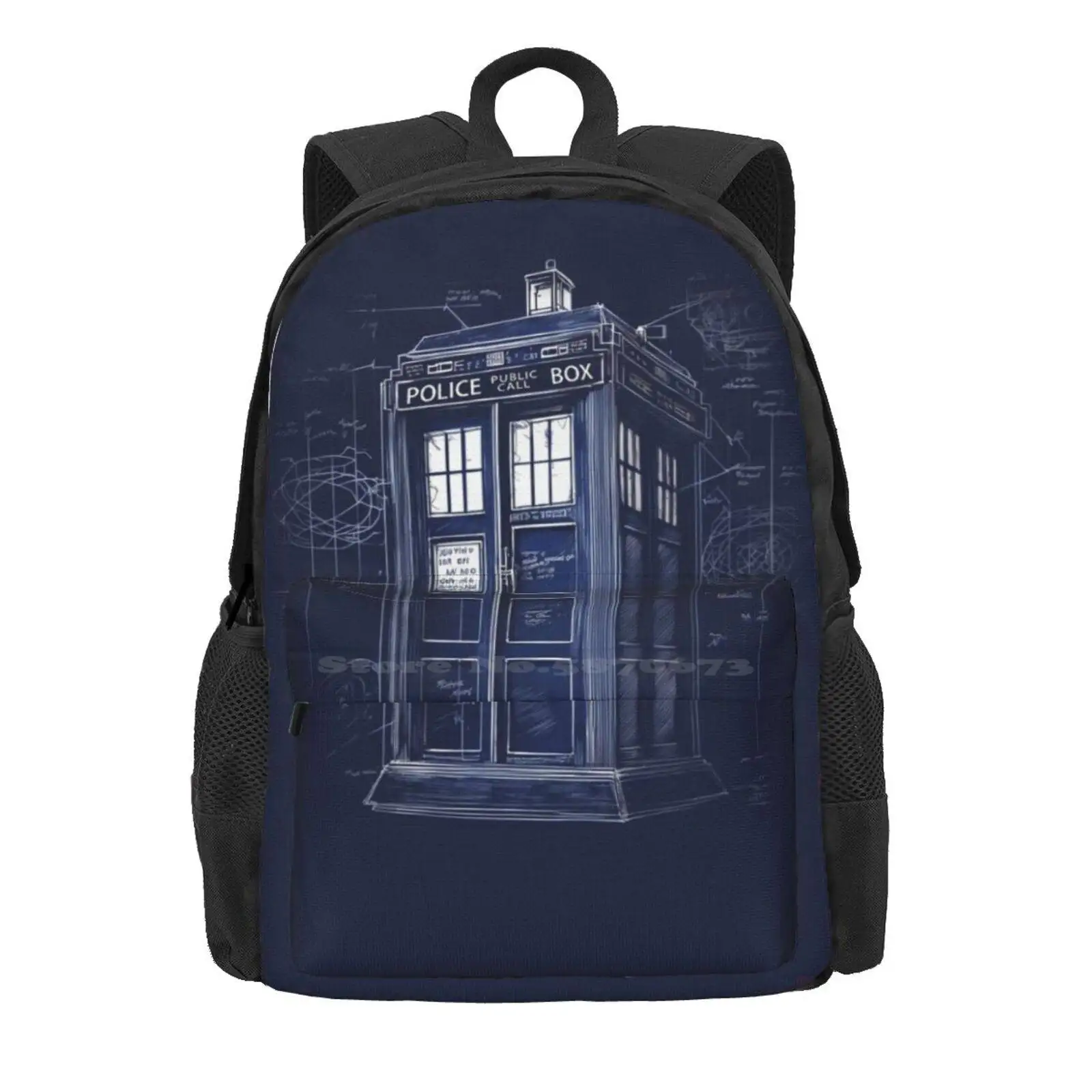 The Blue Box Blueprint Hot Sale Schoolbag Backpack Fashion Bags Public Who Phone Classic Retro Blueprint Sketch Police Public