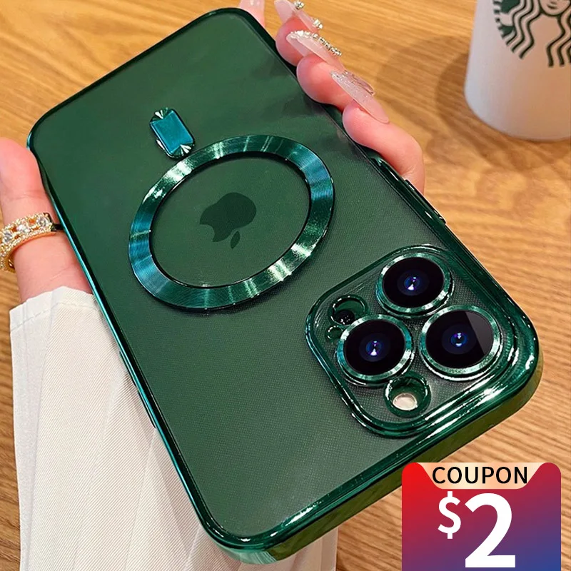 

Luxury Transparent Magnetic For Magsafe Wireless Charge Case For iPhone 14 13 11 12 Pro Max Samsung Galaxy S23 Ultra Soft Cover