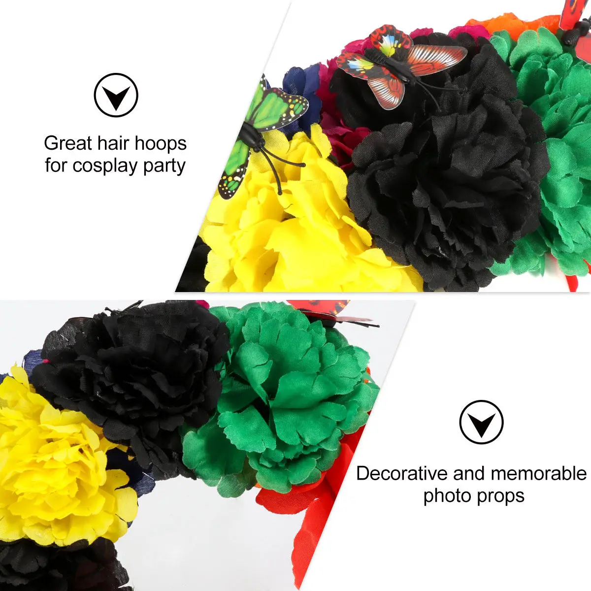 Women Headband Halloween Hair Band Classic Fancy Hoop Imitate Flowers Butterflies Comfortable Wearing Stand Out Parties