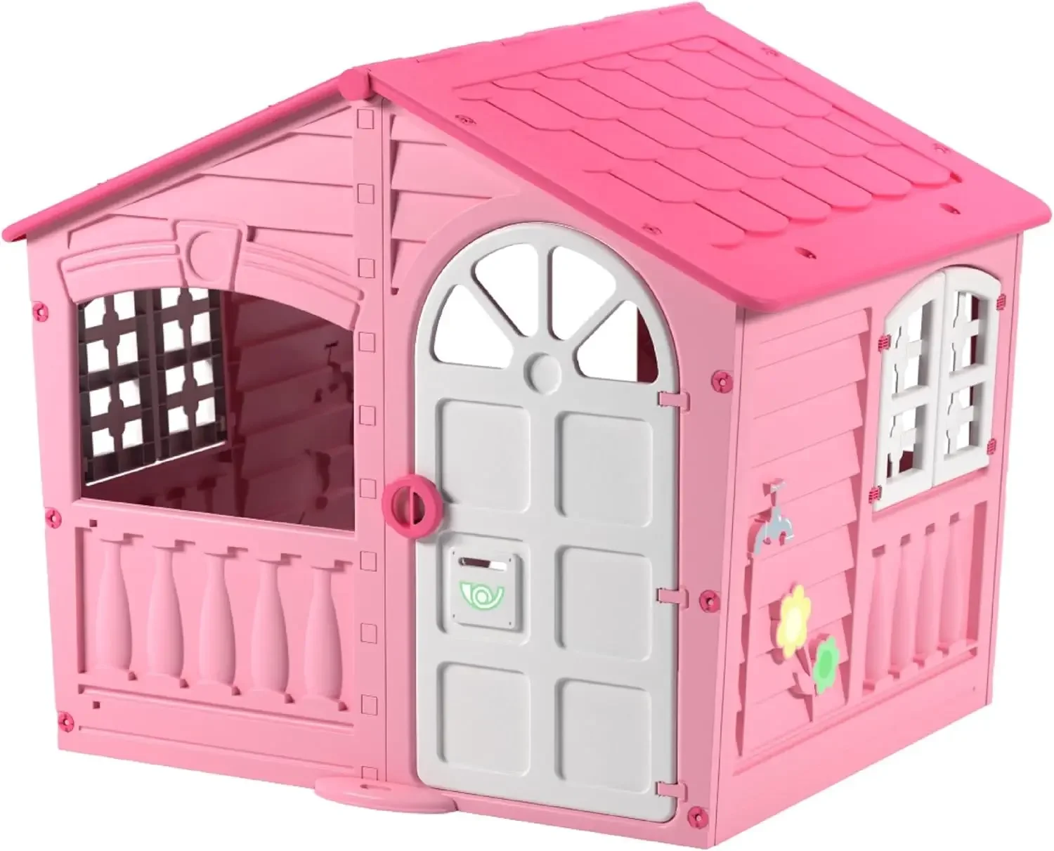 of Fun Playhouse for Kids  Indoor Outdoor  Working Door and Windows  Pink and White Candy Floss Color – Toddlers Age