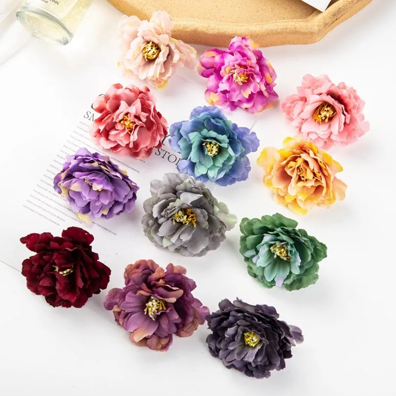 

10Pcs Multicolour Artificial Peony Flowers Scrapbooking Wedding Home Party Decor Diy Candy Box Christmas Wreath Fall Flower Wall