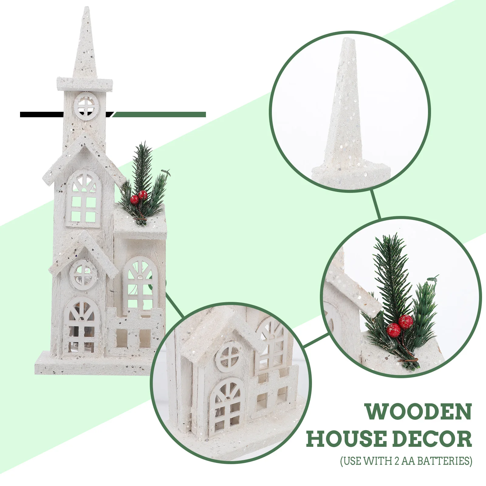 

Luminous Castle Decor Wooden Craft Desktop Prop For Christmas Home Party Xmas Ornament Showcase Adornment Mini Decoration
