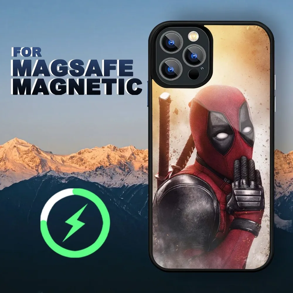 Movie D-Deadpool Phone Case For iPhone Magsafe Magnetic 13 14 15 11 12 Glass Pro Max Charging Plus Shell