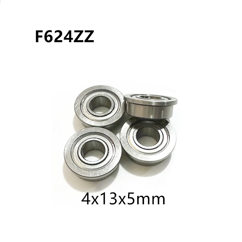 F624ZZ 4x13x5mm Flange Bearings Miniature Deep Groove Ball Bearing With Lip