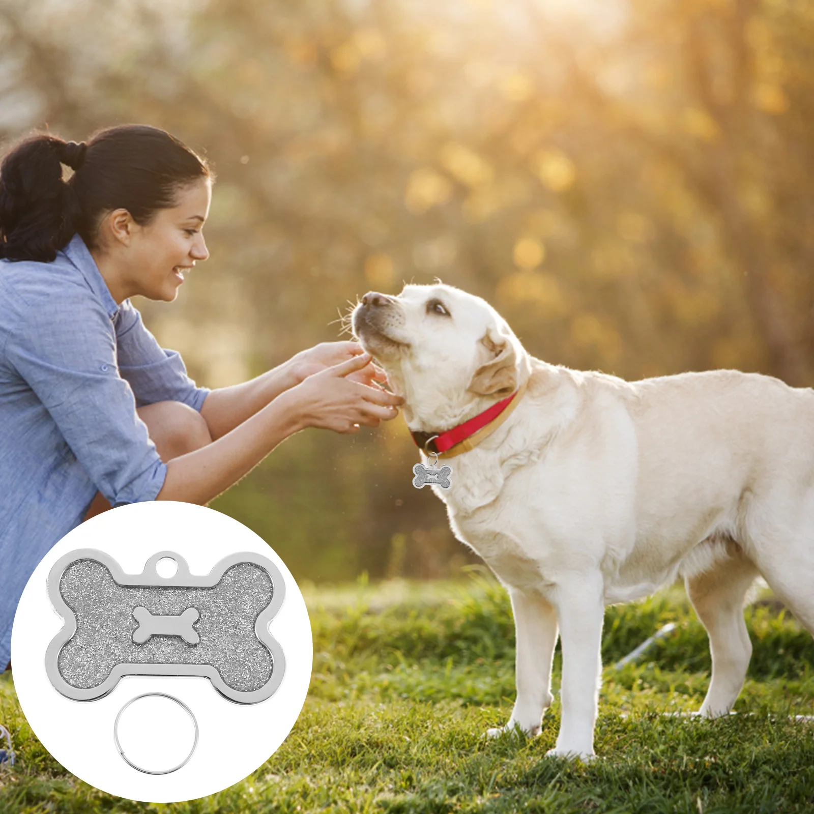 

8 Pcs Pet Identity Tags Bone Shape Zinc Alloy Anti Lost Dog Collar 40x25 Waterproof for Cat Kitten Name Tags