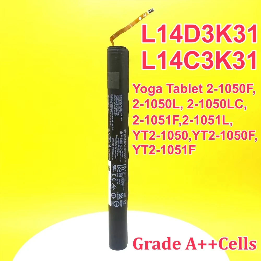 L14D3K31 L14C3K31 Tablet Battery For Lenovo Yoga Tablet 2-1050F 2-1050L 2-1050LC 2-1051F 2-1051L YT2-1050 YT2-1050F YT2-1051F